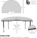 48" x 72" Kidney T-Mold Dry-Erase Activity Table