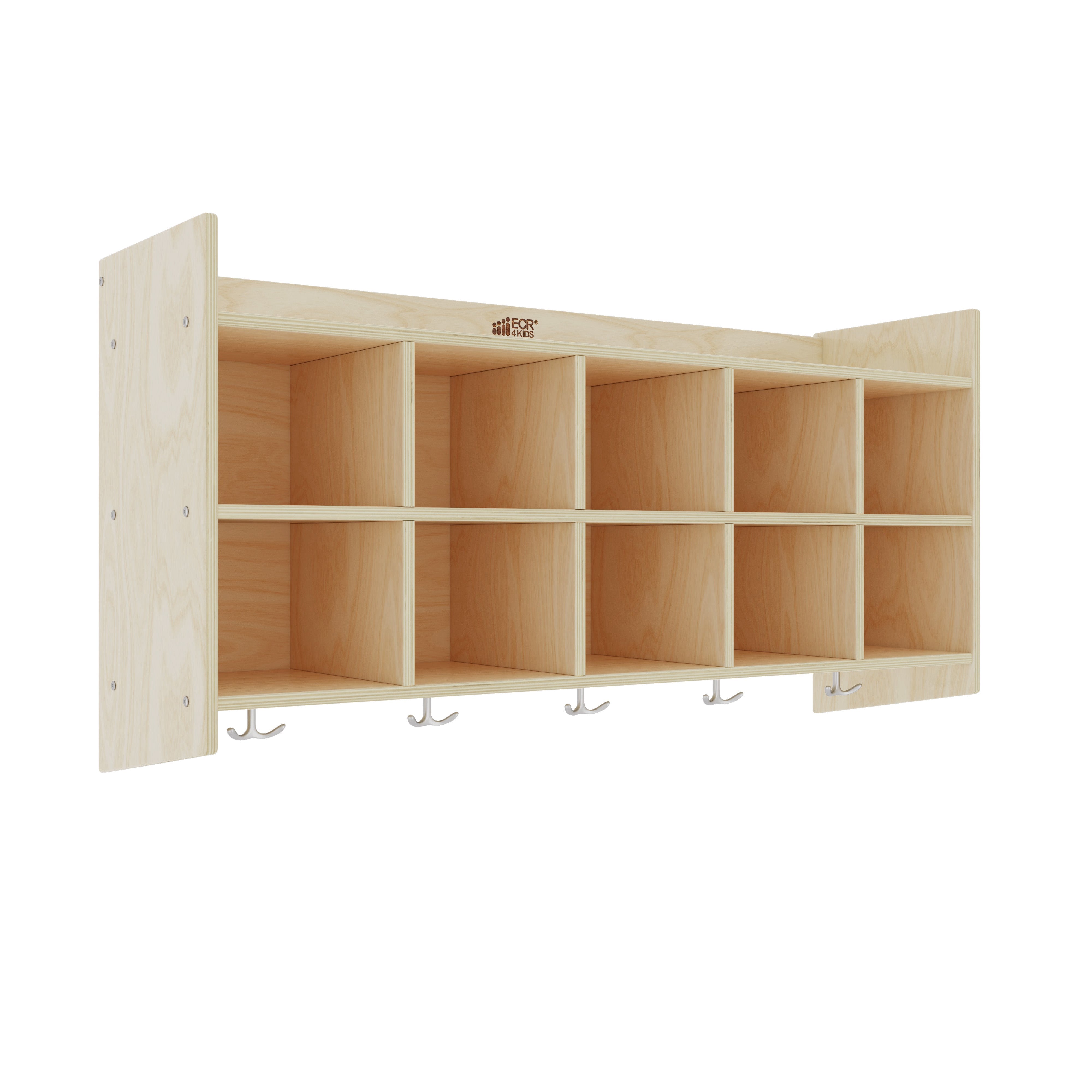 10-Section Hanging Classroom Coat Locker, Eco-Friendly Birch Plywood ...