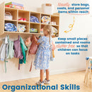 10-Section Hanging Classroom Coat Locker, Eco-Friendly Birch Plywood Storage with 10 Tray Slots