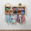 10-Section Hanging Classroom Coat Locker, Eco-Friendly Birch Plywood Storage with 10 Tray Slots