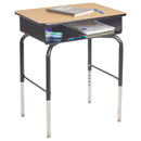 Bureau d'étudiant ouvert avec boîte de rangement en métal, hauteur réglable, 61 x 45 cm