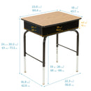 Bureau d'étudiant ouvert avec boîte de rangement en métal, hauteur réglable, 61 x 45 cm