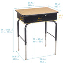 Bureau d'étudiant ouvert avec boîte de rangement en métal, hauteur réglable, 61 x 45 cm