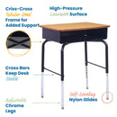 Bureau d'étudiant ouvert avec boîte de rangement en métal, hauteur réglable, 61 x 45 cm