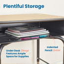 Bureau d'étudiant ouvert avec boîte de rangement en métal, hauteur réglable, 61 x 45 cm