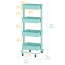 4-Tier Metal Rolling Utility Cart, Mobile Storage Organizer