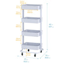 4-Tier Metal Rolling Utility Cart, Mobile Storage Organizer