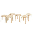 ECR4Kids Bentwood Stacking Stools for Kids, Flexible Seating, 12" Height, 6-Piece