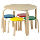 ECR4Kids Bentwood Round Table and Stools Furniture Set, Kids Wooden Table and Chair Set