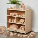 Building Block Storage Cart, Eco-Friendly Birch Plywood 4-Cubby Cabinet, 24in High