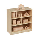 Building Block Storage Cart, Eco-Friendly Birch Plywood 4-Cubby Cabinet, 24in High