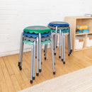 Daisy Stackable Stool Set, Colorful Flexible Seating, 17in Seat Height, 8-Piece