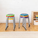 Daisy Stackable Stool Set, Colorful Flexible Seating, 17in Seat Height, 8-Piece