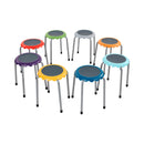 Daisy Stackable Stool Set, Colorful Flexible Seating, 17in Seat Height, 8-Piece