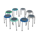 Daisy Stackable Stool Set, Colorful Flexible Seating, 17in Seat Height, 8-Piece