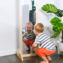 Double-Sided Bi-Directional Birch Standing Mirror, Floor Mirror for Babies, 46in High