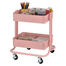 2-Tier Metal Rolling Utility Cart, Mobile Storage Organizer