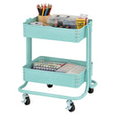 2-Tier Metal Rolling Utility Cart, Mobile Storage Organizer