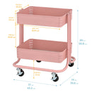2-Tier Metal Rolling Utility Cart, Mobile Storage Organizer