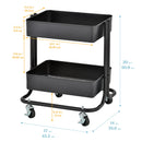 2-Tier Metal Rolling Utility Cart, Mobile Storage Organizer