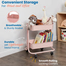 2-Tier Metal Rolling Utility Cart, Mobile Storage Organizer