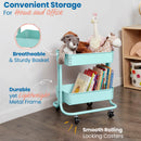 2-Tier Metal Rolling Utility Cart, Mobile Storage Organizer