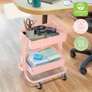 2-Tier Metal Rolling Utility Cart, Mobile Storage Organizer