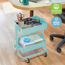 2-Tier Metal Rolling Utility Cart, Mobile Storage Organizer