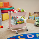 2-Tier Metal Rolling Utility Cart, Mobile Storage Organizer