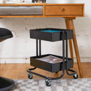 2-Tier Metal Rolling Utility Cart, Mobile Storage Organizer