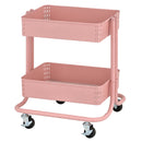 2-Tier Metal Rolling Utility Cart, Mobile Storage Organizer