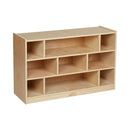 Building Block Storage Cart, Eco-Friendly Birch Plywood 9-Cubby Cabinet, 24in High