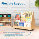 Double-Sided Book Display, Eco-Friendly Birch Plywood Bookshelf, 10-Shelves - Natural
