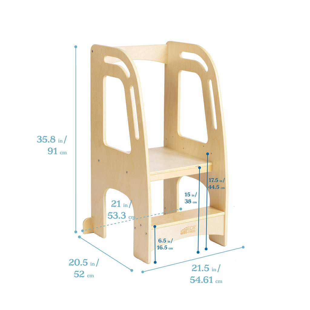 Chef's Helper Kitchen Tower, Adjustable Step Stool with Safety Rails