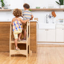 Chef's Helper Kitchen Tower, Adjustable Step Stool with Safety Rails