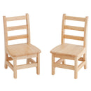 Chaise à dossier échelle à 3 barreaux en bois dur, naturel (lot de 2)