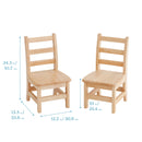 Chaise à dossier échelle à 3 barreaux en bois dur, naturel (lot de 2)