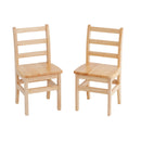Chaise à dossier échelle à 3 barreaux en bois dur, naturel (lot de 2)