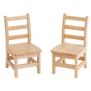 Chaise à dossier échelle à 3 barreaux en bois dur, naturel (lot de 2)