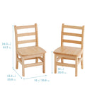 Chaise à dossier échelle à 3 barreaux en bois dur, naturel (lot de 2)
