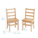 Chaise à dossier échelle à 3 barreaux en bois dur, naturel (lot de 2)