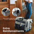 Universal Rolling Cart with Canvas Organizer Bag, Foldable Teacher Mobile Cart with Telescoping Handle