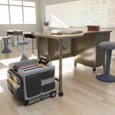 Universal Rolling Cart with Canvas Organizer Bag, Foldable Teacher Mobile Cart with Telescoping Handle