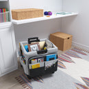 Universal Rolling Cart with Canvas Organizer Bag, Foldable Teacher Mobile Cart with Telescoping Handle