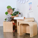 Bentwood Multipurpose Kids Wooden Table and Chair Set, 3-Piece - Natural