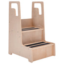 Reach-Up Kids Step Stool with Handles, Eco-Friendly Birch Plywood Stool with Safety Rails