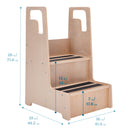 Reach-Up Kids Step Stool with Handles, Eco-Friendly Birch Plywood Stool with Safety Rails