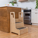 Reach-Up Kids Step Stool with Handles, Eco-Friendly Birch Plywood Stool with Safety Rails
