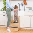 Reach-Up Kids Step Stool with Handles, Eco-Friendly Birch Plywood Stool with Safety Rails