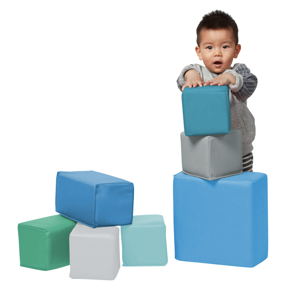 Toddler Foam Block Playset, Soft Colorful Stacking Play Blocks, 7-Piece